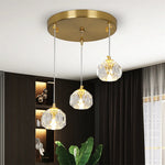 Suspension moderne boule cristal or transparent led plafonnier chambre salon étude