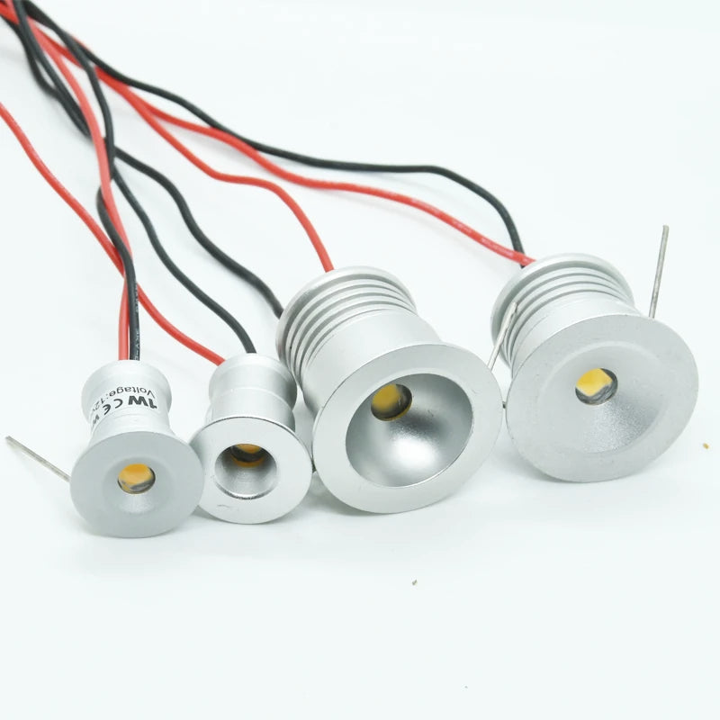 Spot LED argenté moderne 12V dimmable 1W IP65 120 degrés câbles
