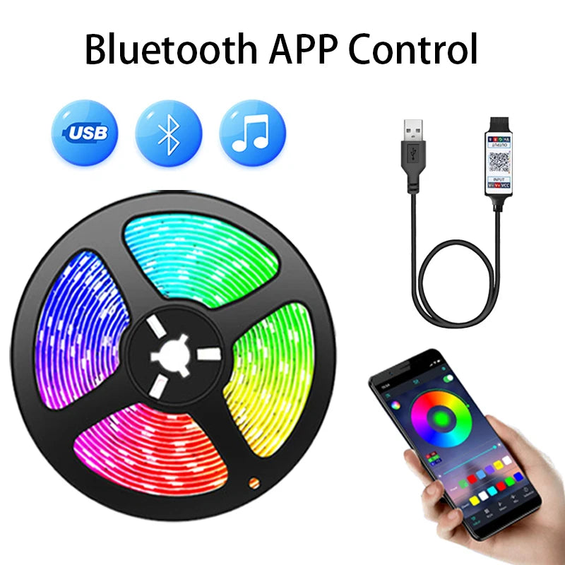 ruban led multicolore adhésif moderne usb bluetooth télévision ordinateur portable chambre