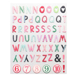 lettres capitales alphabet bois rose vert bleu noir blanc points coeurs rayures scrapbooking journalisation