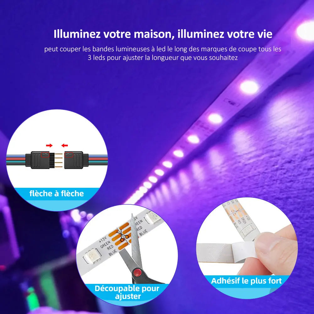 Installation du ruban LED derrière un meuble pour ambiance tamisée