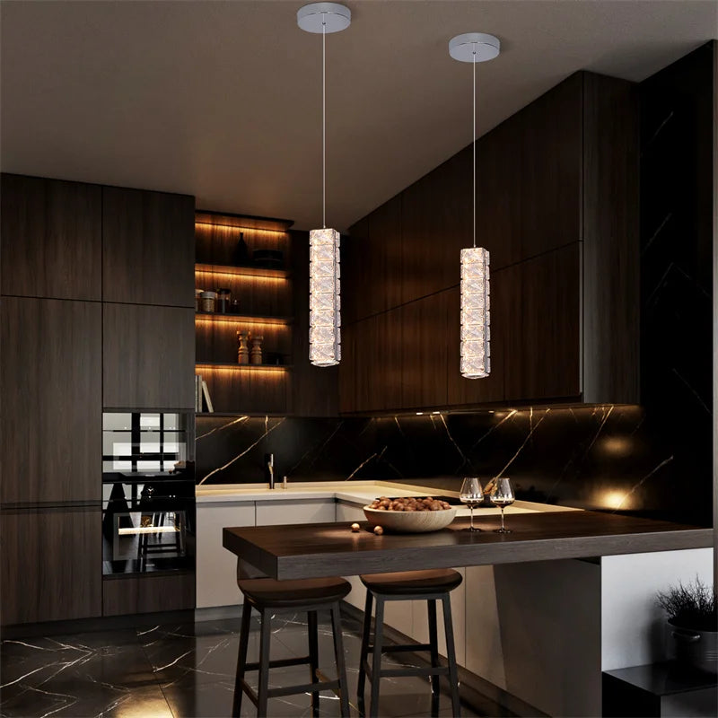 suspension lumineuse cristal moderne élégante 18cm 120cm 26cm 5cm blanc