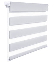 store vénitien moderne gris zèbre double rouleau sans perçage opaques translucides polyester minimaliste