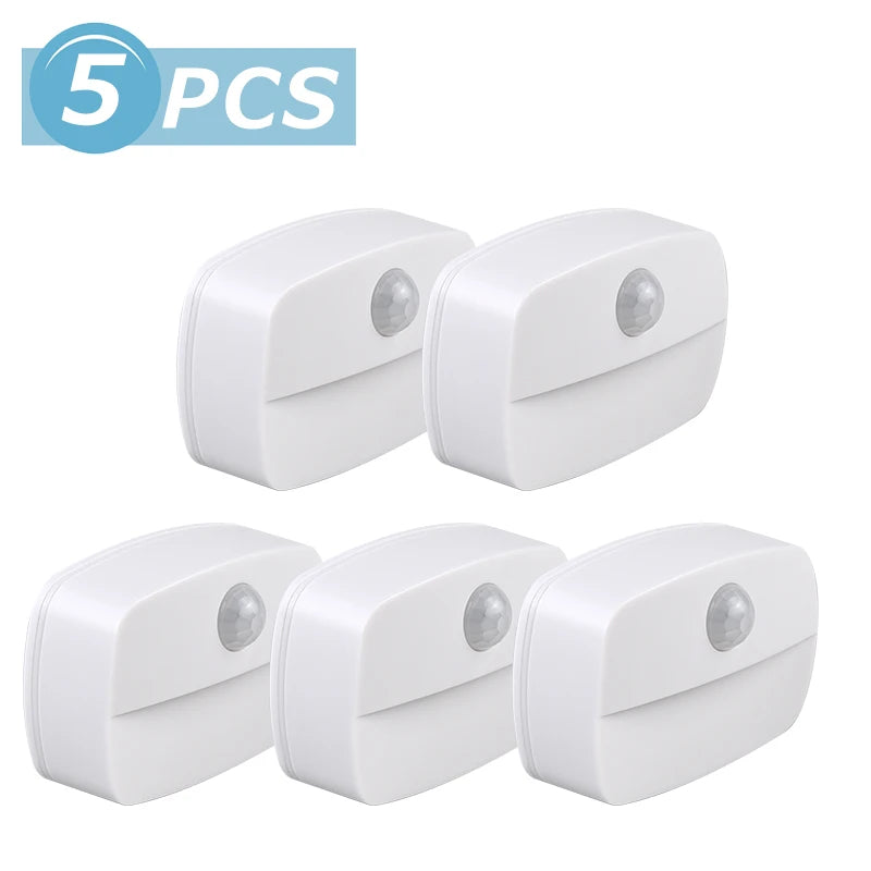 lampe détection mouvement blanc moderne compact adhésif led batteries aaa piroseau on off auto