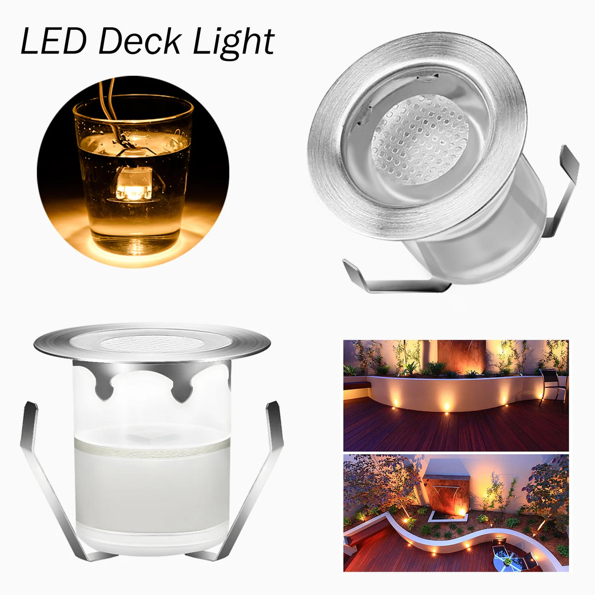 lampe led escalier acier inoxydable ip67 argent blanc moderne clips câble adaptateur
