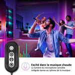Détail des puces LED SMD 5050 sur le ruban lumineux