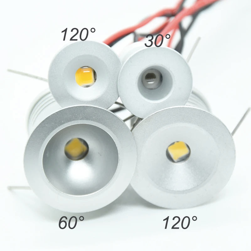 Spot LED argenté moderne 12V dimmable 1W IP65 120 degrés câbles