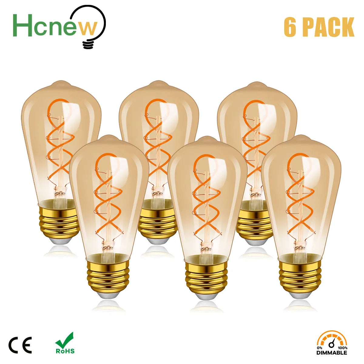 ampoule led dorée spirale vintage 360° 25000h 249lm 220v blanc chaud translucent