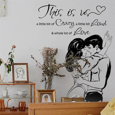 Sticker mural couple romantique noir pour chambre adulte