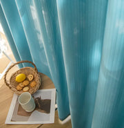 voilage bleu ciel texturé moderne translucide fenêtre salon chambre deco minimaliste