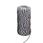 Bobine de fil blanc et noir pour artisanat, décoration ou emballage, fil résistant et polyvalent, idéal pour projets créatifs, longueur optimale pour diverses utilisations.