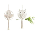 Décoration murale hibou macramé, artisanat décoratif pour intérieur bohème, symbole de sagesse et créativité, accessoire suspendu pour embellir le salon, chambre ou bureau avec élégance.