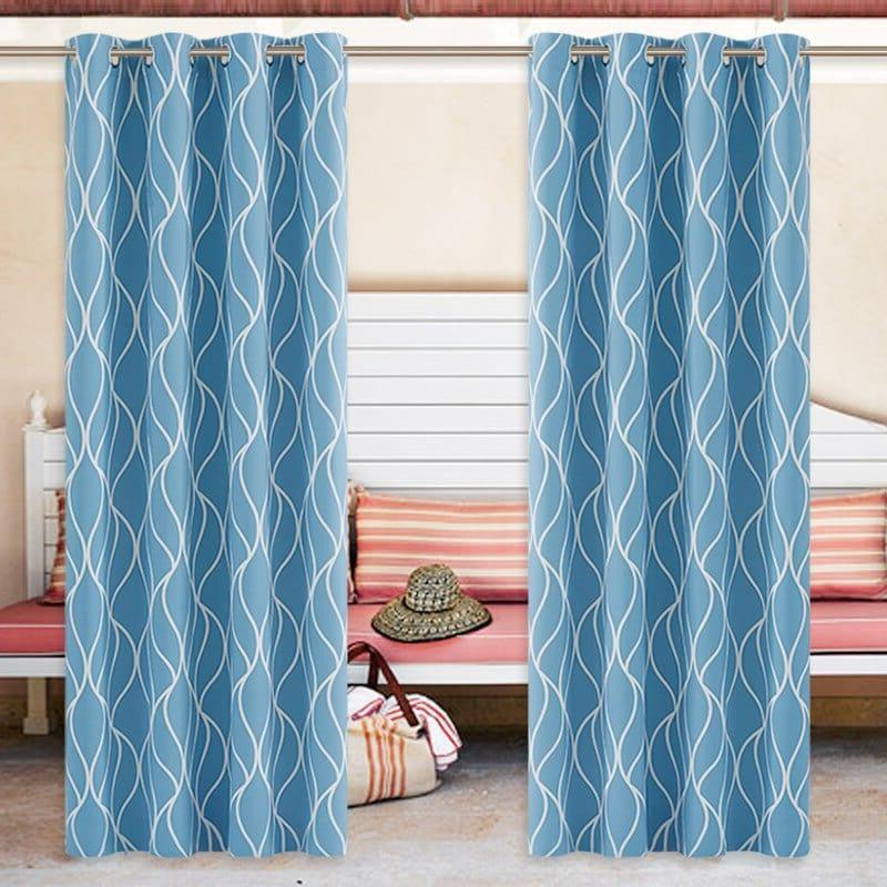 Rideaux décoratifs bleu à motifs ondulés pour salon moderne, ajourés de façon élégante. Parfaits pour ajouter une touche contemporaine à votre intérieur. Accessoires de décoration d'intérieur idéaux pour personnaliser et rafraîchir votre espace de vie.