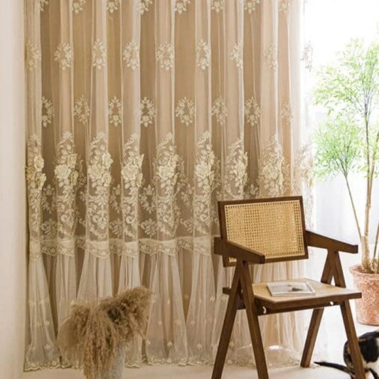 Rideau beige soyeux contemporain en polyester lisse