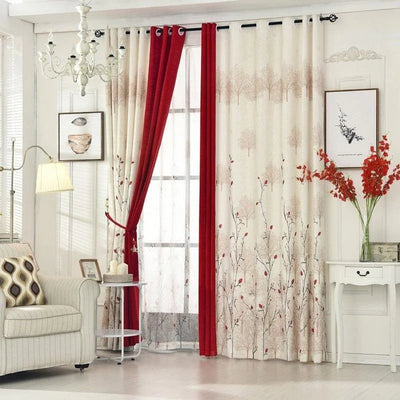 Rideau élégant avec motifs floraux délicats, combinant des teintes crème et rouge. Idéal pour rehausser la décoration d'un salon ou d'une chambre, ce rideau apporte une touche de raffinement et de chaleur à tout intérieur. Parfait pour ceux qui recherchent une ambiance naturelle et accueillante.