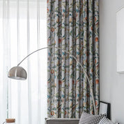 rideau floral transparent moderne bohème gris orange vert bleu jaune métalliques