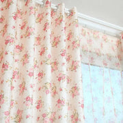 rideau floral rose blanc motifs floraux semi transparent romantique métalliques tringle chambre décoration intérieure