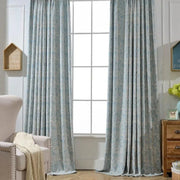 rideau bleu clair gris motifs abstraits texturé opacité moyenne tringle rideaux classique decoratif
