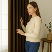 rideau marron foncé moderne grande hauteur 400cm opacité élevée texture tissée minimaliste