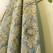 rideau floral beige bleu opacité totale tringle métal élégant décoration intérieure classic