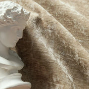 rideau cuisine beige élégant velours opaque classique tissu drapé buste statue blanc