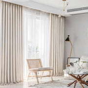 rideau cuisine moderne minimaliste beige crème blanc plissé texturé voilage transparent tringle fixations