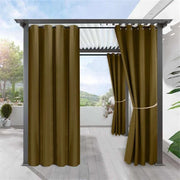 rideau extérieur marron noir tissu texturé toile opaque moderne rustique øllets tringle pergola balcon