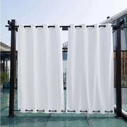 rideau balcon blanc tissu lisse métalliques opacité moyenne moderne minimaliste