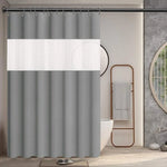 Rideau de douche gris élégant avec bande centrale, idéal pour ajouter une touche moderne à votre salle de bain. Design contemporain, s'intègre parfaitement avec un décor épuré. Accessoire essentiel pour une ambiance sereine et raffinée. Facile à installer, adapté à toutes les salles de bain modernes.