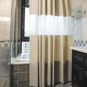 rideau douche moderne beige blanc texturé transparent opale tringle épuré doux relaxant sérénité