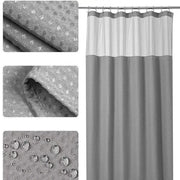 rideau douche tissu imperméable gris gaufré moderne métalliques opaquet
