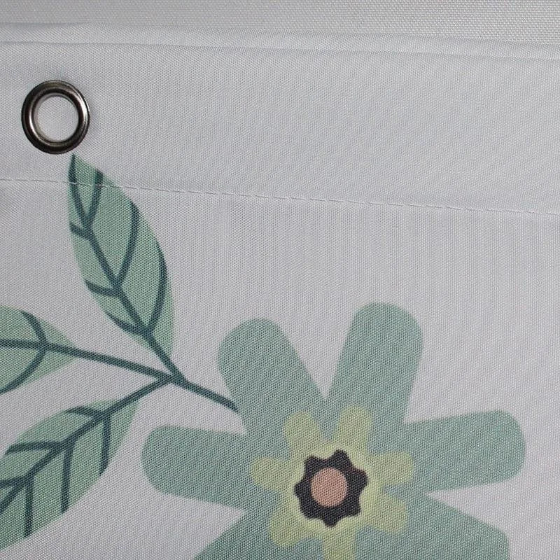 Bâche décorative pour extérieur avec motif floral vert et jaune, œillet renforcé pour fixation facile. Design attrayant idéal pour jardin ou terrasse. Résistante aux intempéries, montage simple. Accessoire parfait pour embellir votre espace extérieur.
