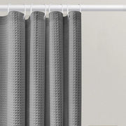rideau douche gaufré gris moderne texture géométrique opacité élégante tringle