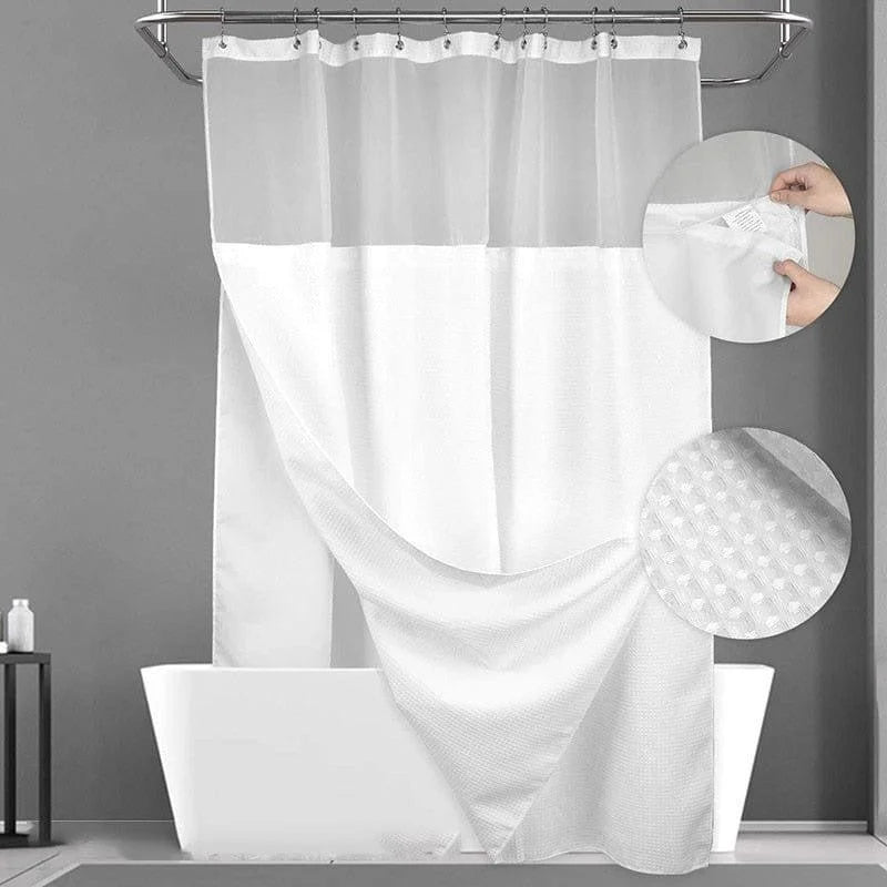Rideau de douche élégant pour salle de bain moderne, ajoute une touche sophistiquée à votre espace. Ce rideau blanc est idéal pour protéger votre salle de bain tout en offrant un design épuré et fonctionnel. Facile à installer avec ses anneaux robustes. Parfait pour un usage quotidien, ce rideau combine esthétisme et praticité.
