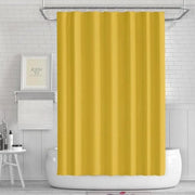 rideau douche jaune moutarde plissé moderne opacité totale tringle rideau baignoire étagère meuble salle