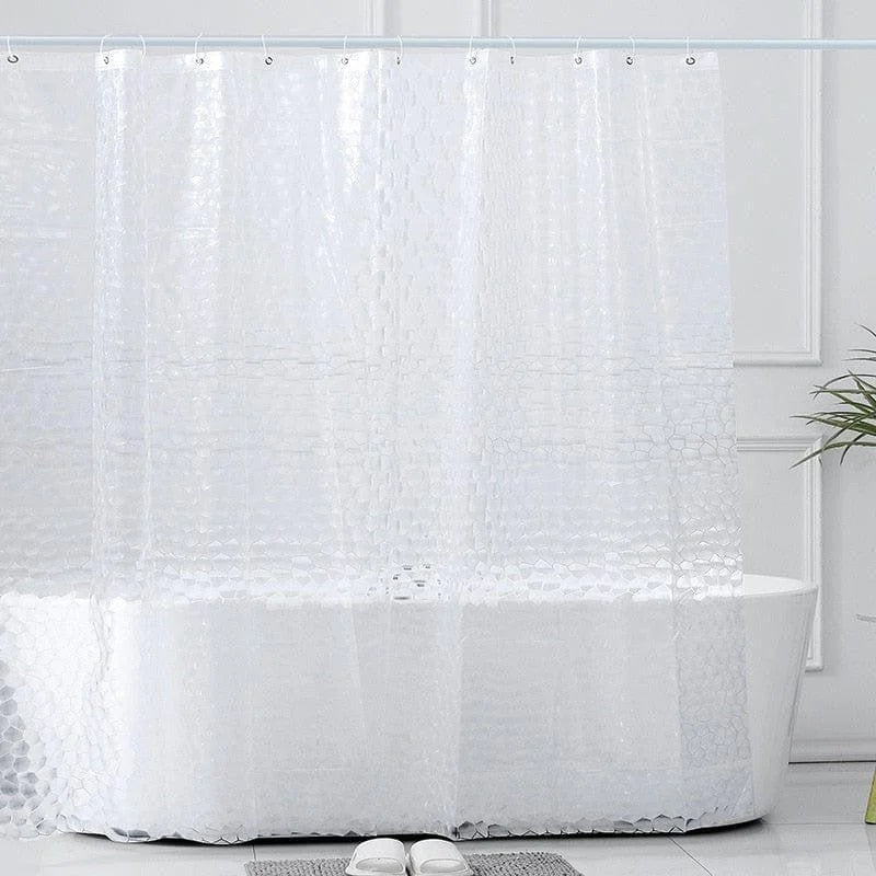 Rideau de douche blanc translucide, élégant et moderne, parfait pour apporter une touche lumineuse à votre salle de bain. Ses motifs subtils offrent une esthétique raffinée tout en assurant l'intimité. Idéal pour une décoration de salle de bain contemporaine. Accessoire indispensable pour un espace de bain accueillant et stylé.