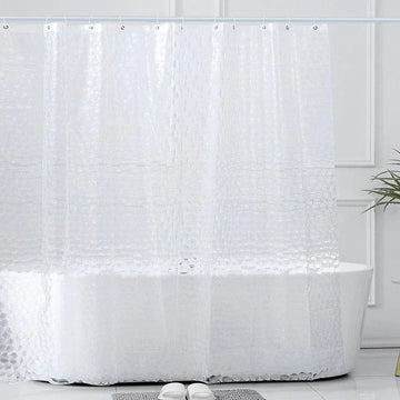 Rideau de douche blanc translucide, élégant et moderne, parfait pour apporter une touche lumineuse à votre salle de bain. Ses motifs subtils offrent une esthétique raffinée tout en assurant l'intimité. Idéal pour une décoration de salle de bain contemporaine. Accessoire indispensable pour un espace de bain accueillant et stylé.