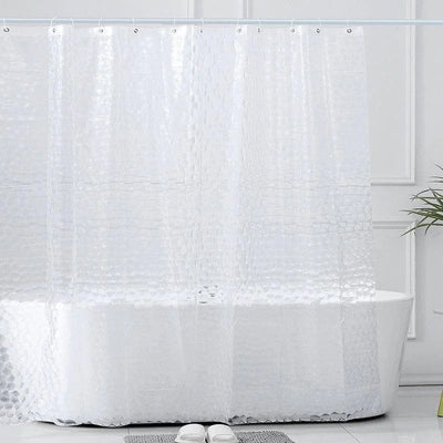 Rideau de douche blanc translucide, élégant et moderne, parfait pour apporter une touche lumineuse à votre salle de bain. Ses motifs subtils offrent une esthétique raffinée tout en assurant l'intimité. Idéal pour une décoration de salle de bain contemporaine. Accessoire indispensable pour un espace de bain accueillant et stylé.
