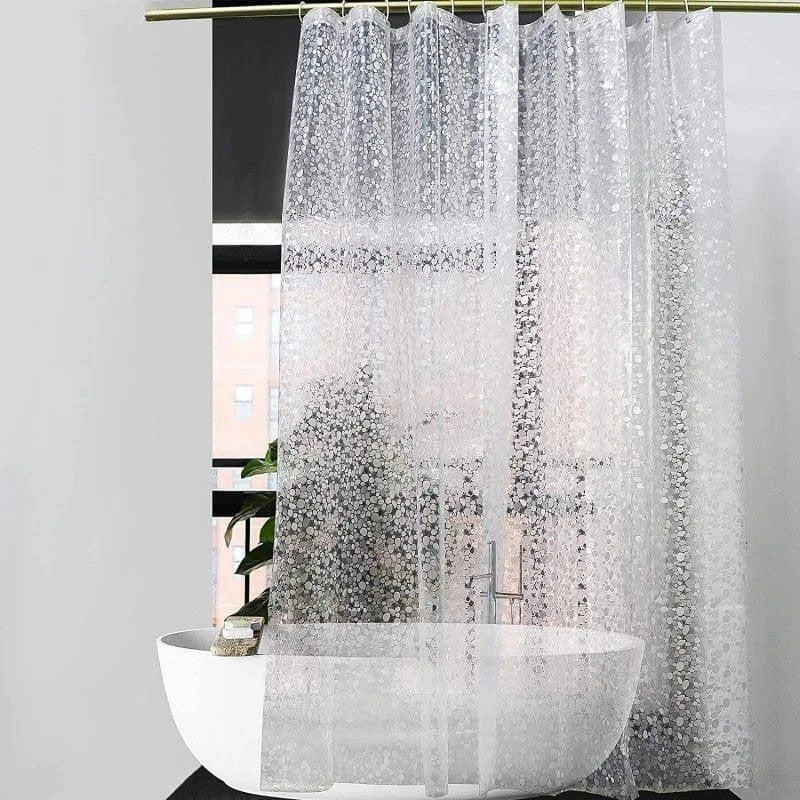 Rideau de douche élégant et moderne avec motif floral transparent, idéal pour ajouter une touche décorative et fonctionnelle à votre salle de bain. Parfait pour préserver l'intimité tout en laissant passer la lumière. Accessoire pratique et esthétique pour une ambiance raffinée dans votre espace bain.