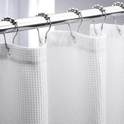 rideau douche tissu imperméable blanc gaufré moderne grande taille anneaux crochets