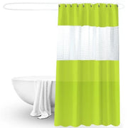 rideau douche vert clair moderne texturé deux parties 180x200cm gant toilette argentés