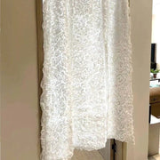 rideau lit mi hauteur blanc texturé motif floral transparent romantique chambre d'enfant