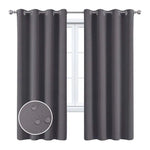 Rideau occultant gris avec œillets, isolant thermique et phonique, résistant à l'eau, idéal pour chambre à coucher ou salon, installation simple, convient à une décoration moderne et élégante.