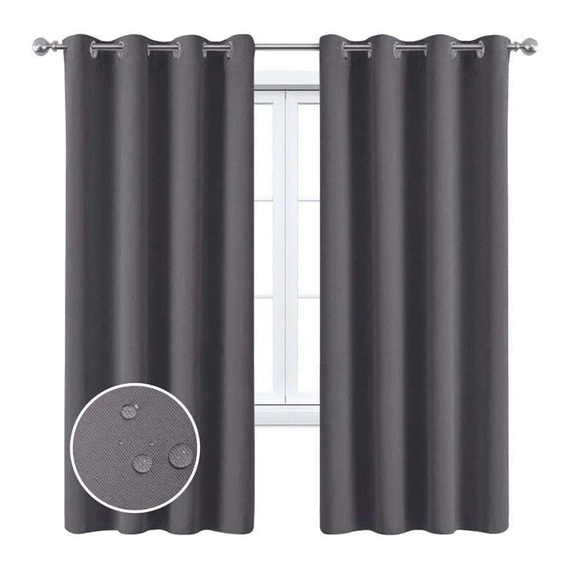 Rideau occultant gris avec œillets, isolant thermique et phonique, résistant à l'eau, idéal pour chambre à coucher ou salon, installation simple, convient à une décoration moderne et élégante.