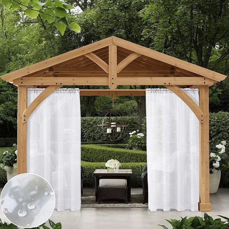 Pavillon de jardin élégant avec rideaux blancs, idéal pour créer un espace détente en plein air. Ce gazebo raffiné apporte une touche de charme à votre jardin ou terrasse, offrant un refuge ombragé pour les journées ensoleillées. Aménagement extérieur parfait pour des moments conviviaux.