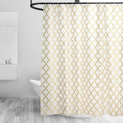 rideau douche blanc doré motifs géométriques moderne 120x180cm 150x180cm 180x180cm 180x200cm 80x180cm