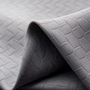 rideau dressing angle gris blanc orange motifs géométriques moderne opaque semi transparent plis flamands