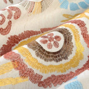 rideau voilage transparent motif floral texturé bohème ethnique vintage passe tringle beige crème
