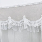 rideau semi transparent romantique vintage motifs floraux dentelle franges attache fleur