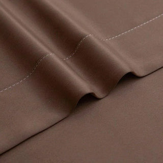 rideau polyester marron contemporain opacité totale lisse décoration maison plis coutures apparentes